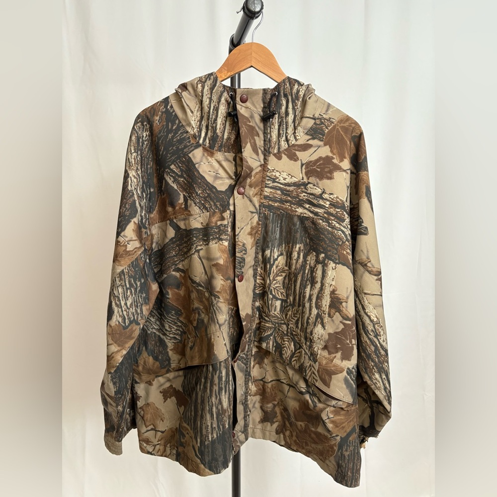 Realtree Brown Raincoat with Camouflage Pattern and Hood